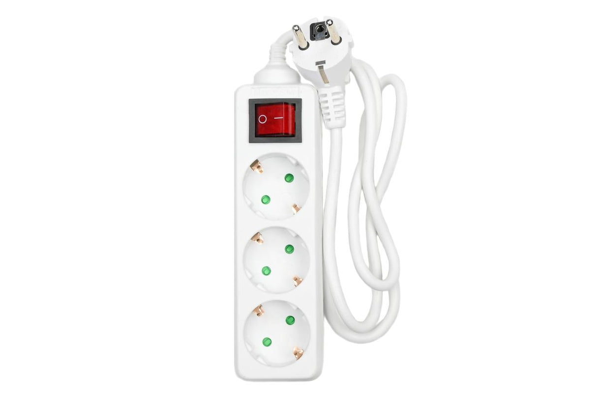 Extension socket 3-way + earth + switch 1 m