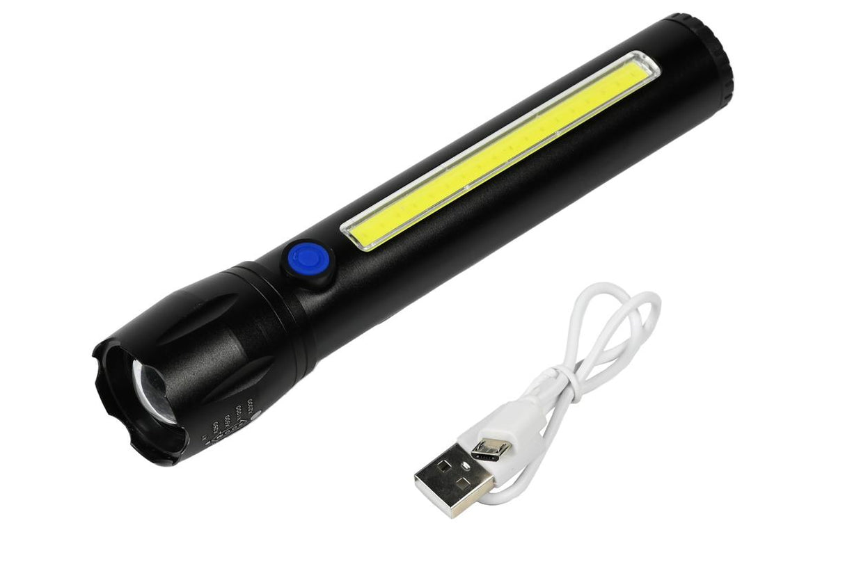 Torch tactical LED + COB rechargeable 166 mm