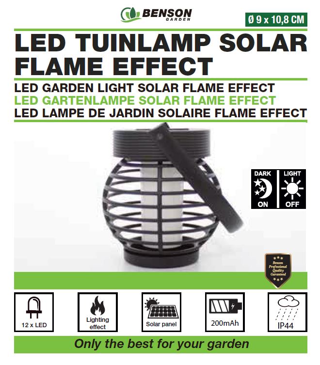 Tuinlamp solar LED 10.8 cm flame effect