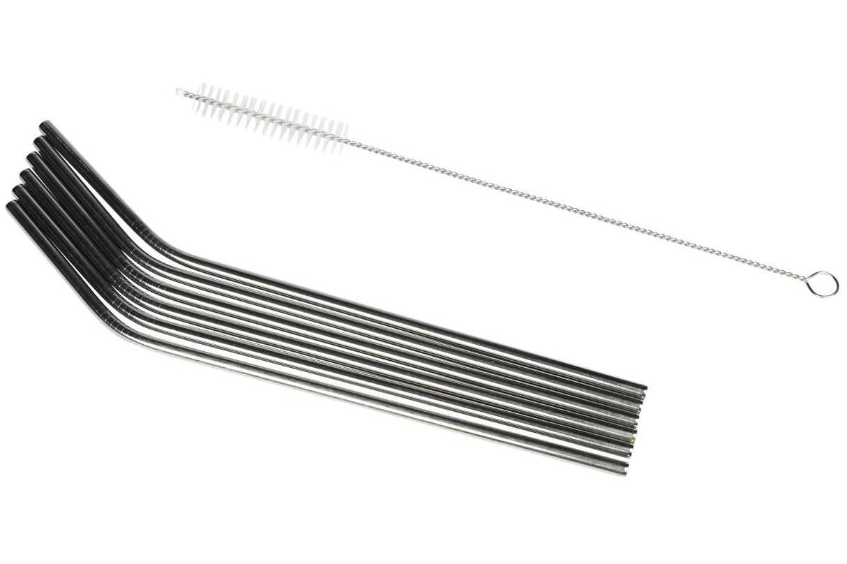 Straws SS bend 6 pcs + cleaning brush