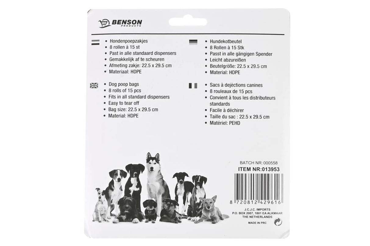 Sacs à dejèctions canines 8 x 15 pcs couleur