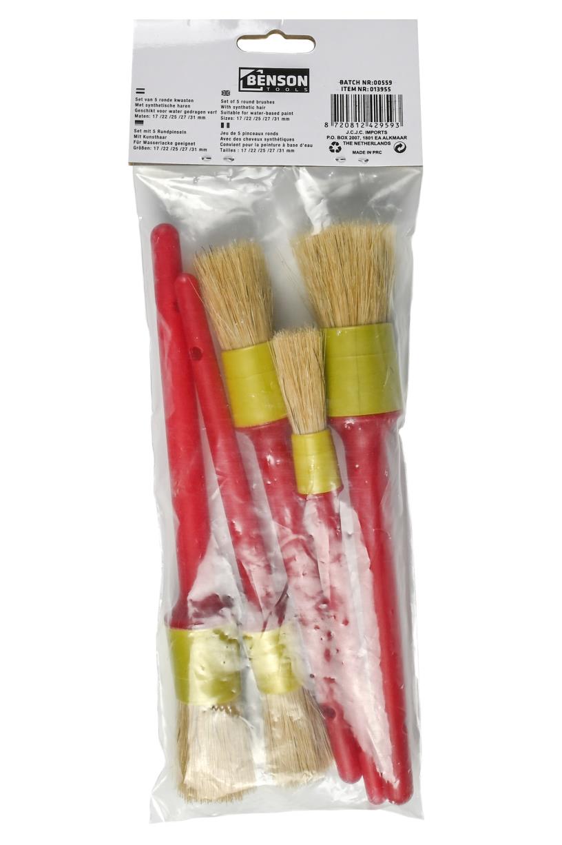 Paintbrushset synthetic 5 pcs round