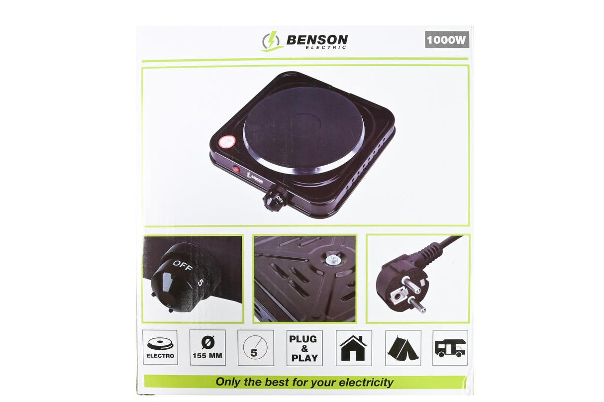 Plaque de cuisson electric simple noir 1000W