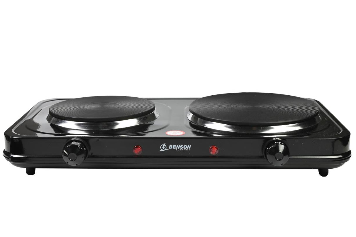 Kookplaat dubbel zwart 1000/1500W