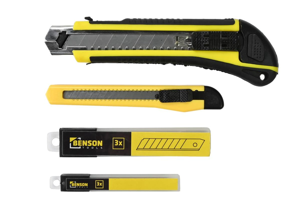 Cutter knife set 9 mm and 18 mm + 6 spare blades