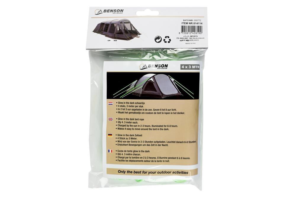 Corde de tente glow in the dark + tendeurs 4 x 3 m