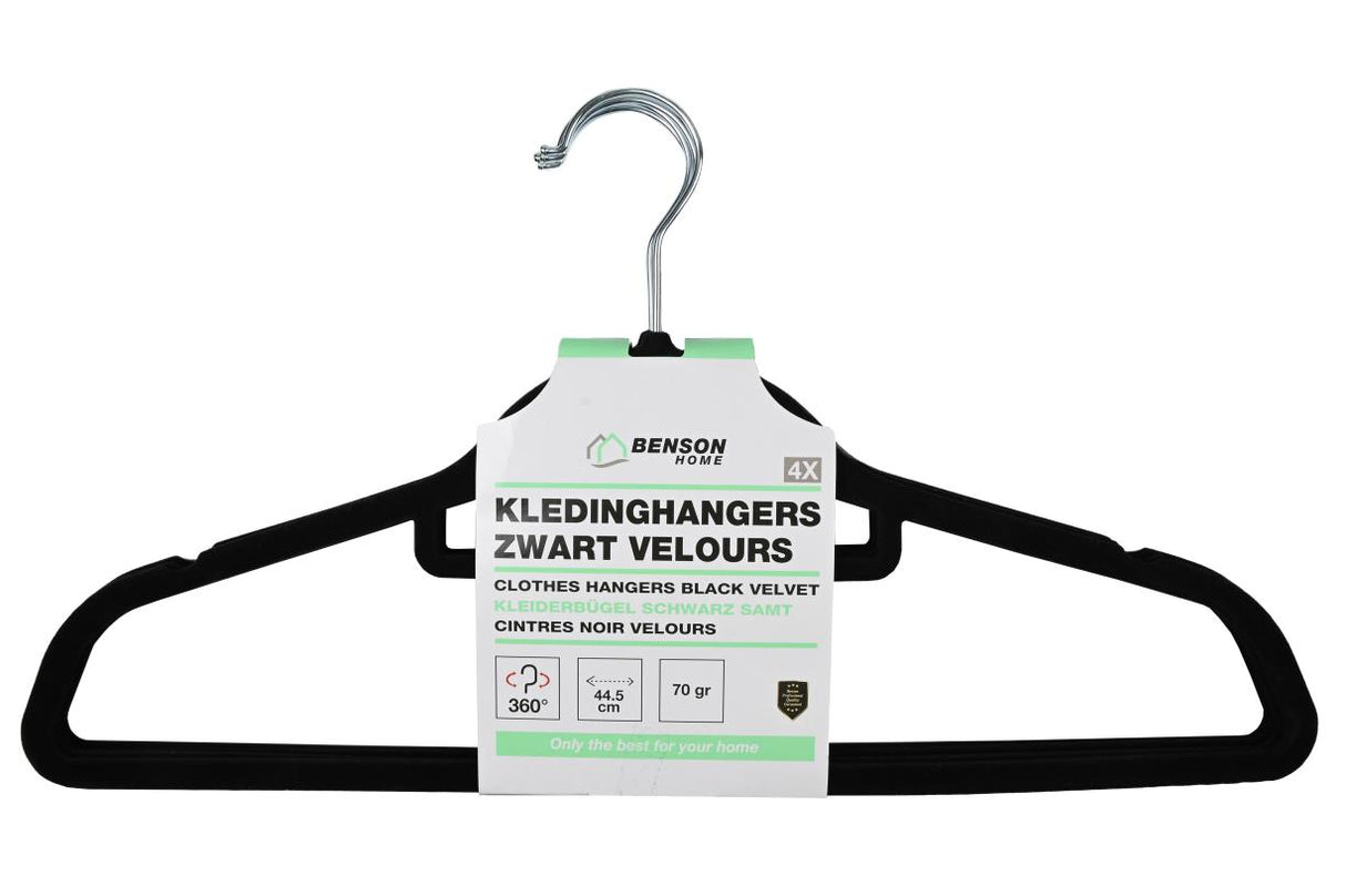 Cintres 4 pcs noir velours