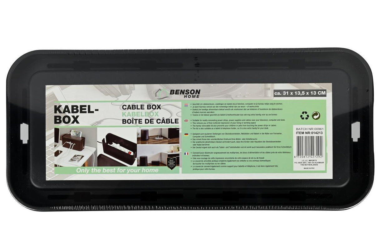 Cable management box 31 x 13.5 x 13 cm black
