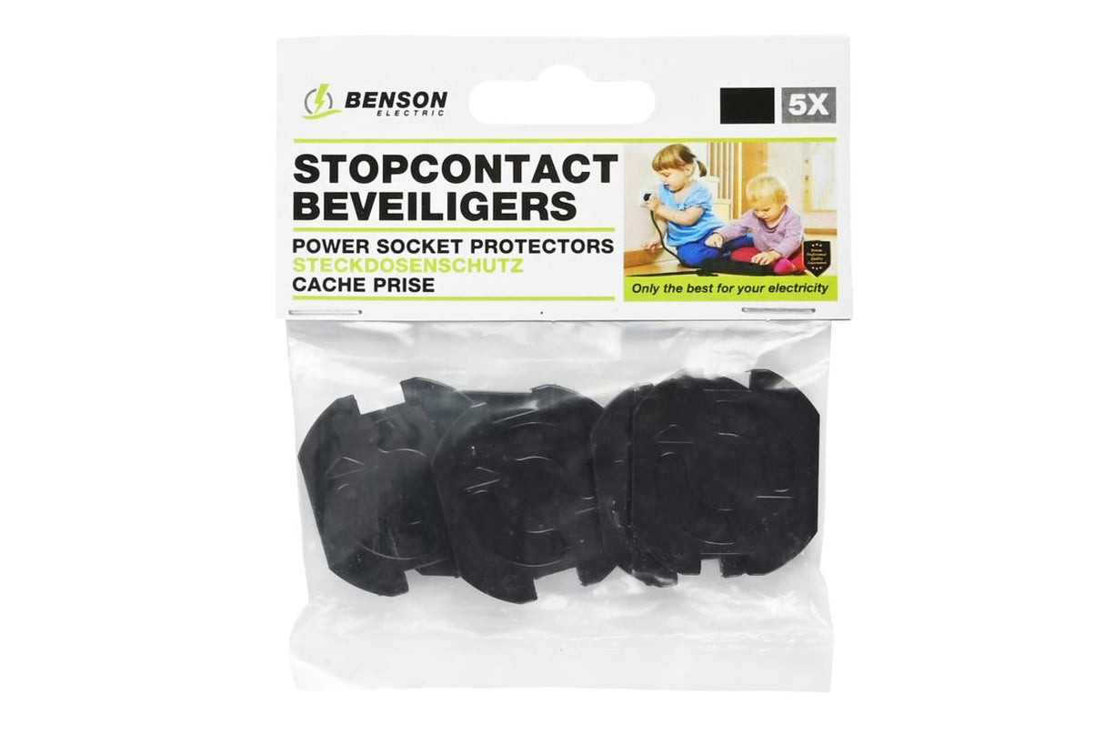 Power socket protectors 5 pcs black