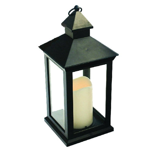 Lantern with LED candle 10.5 x 10.5 x 24 cm mix