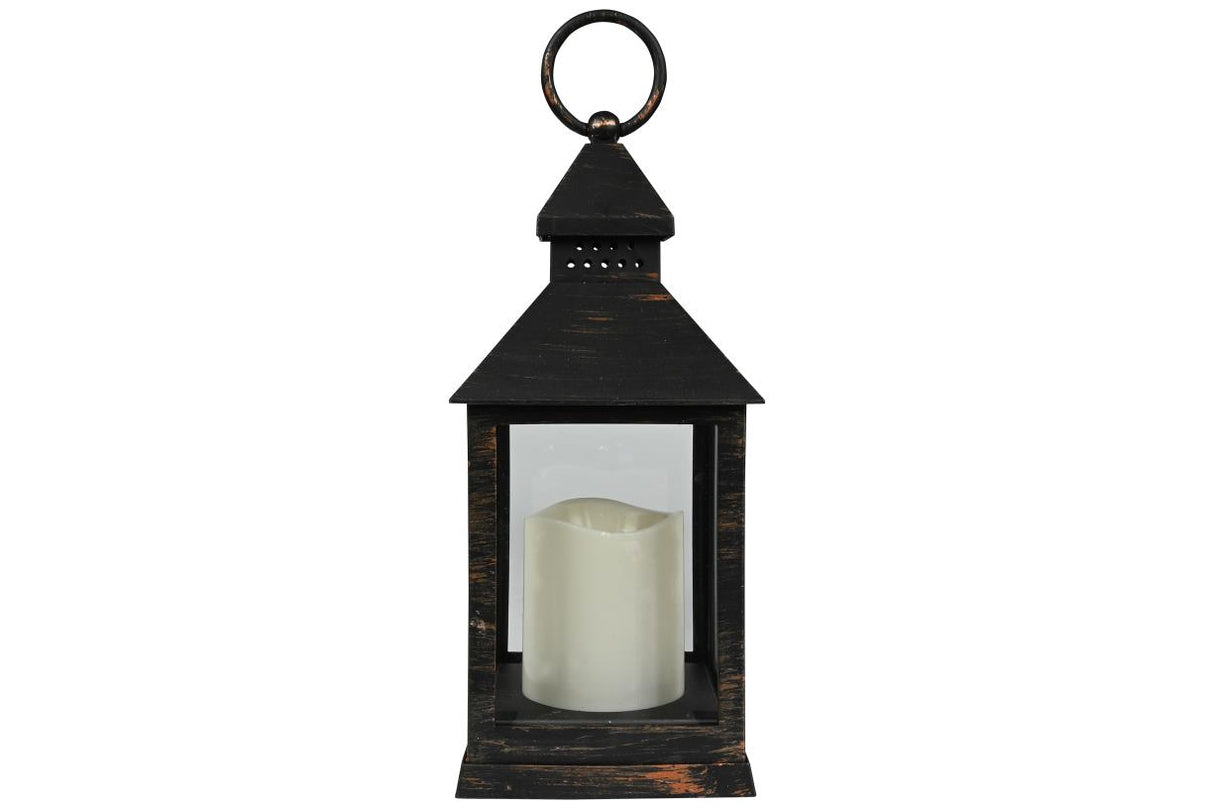 Lantern with LED candle 10.5 x 10.5 x 24 cm mix
