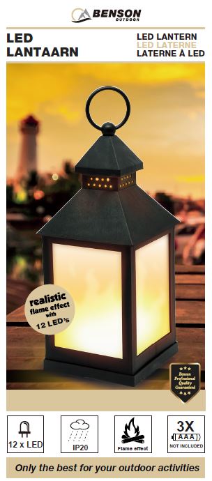 LED lantern with flame effect 10,5 x 10,5 x 24 cm