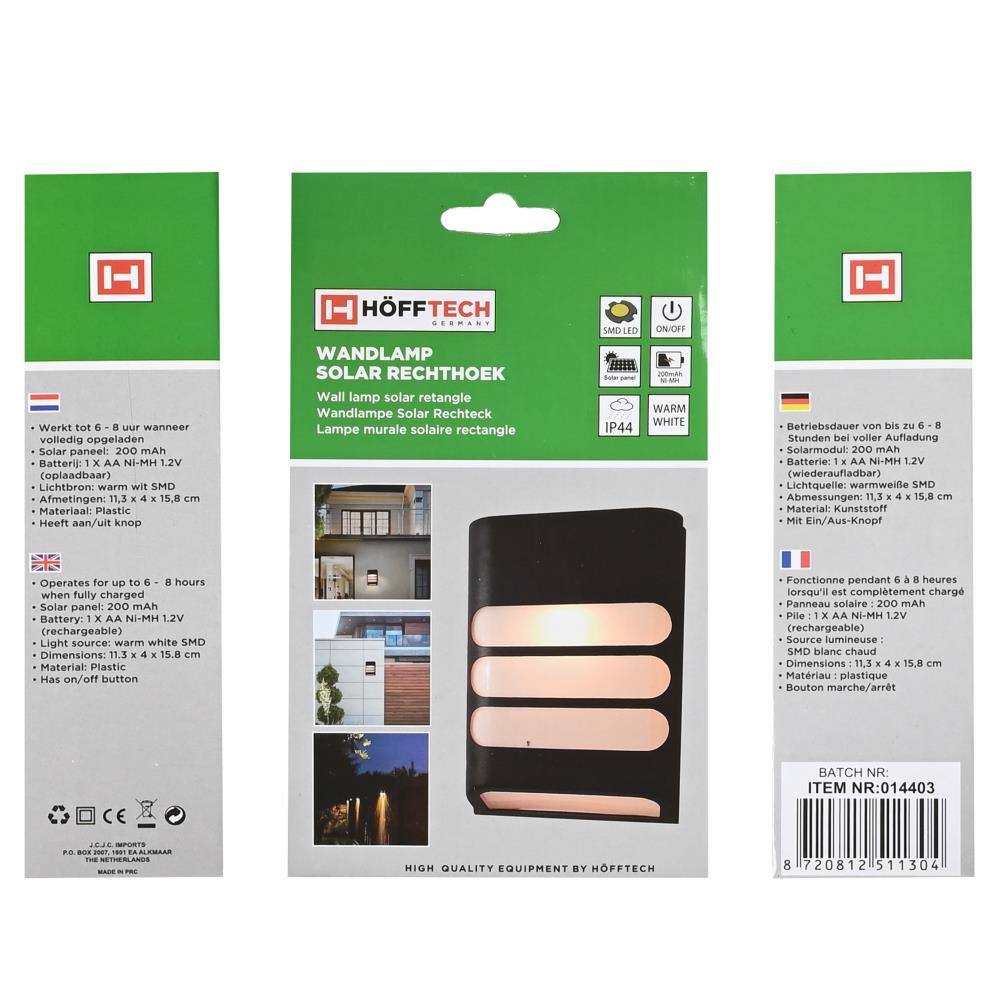 Wall lamp solar retangle