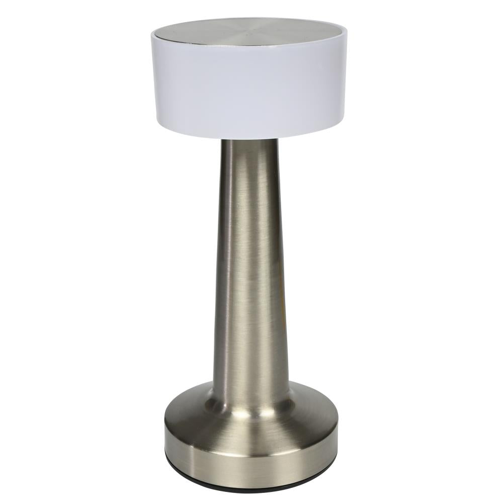 Lampe de table LED rechargeable touch gradable argent display
