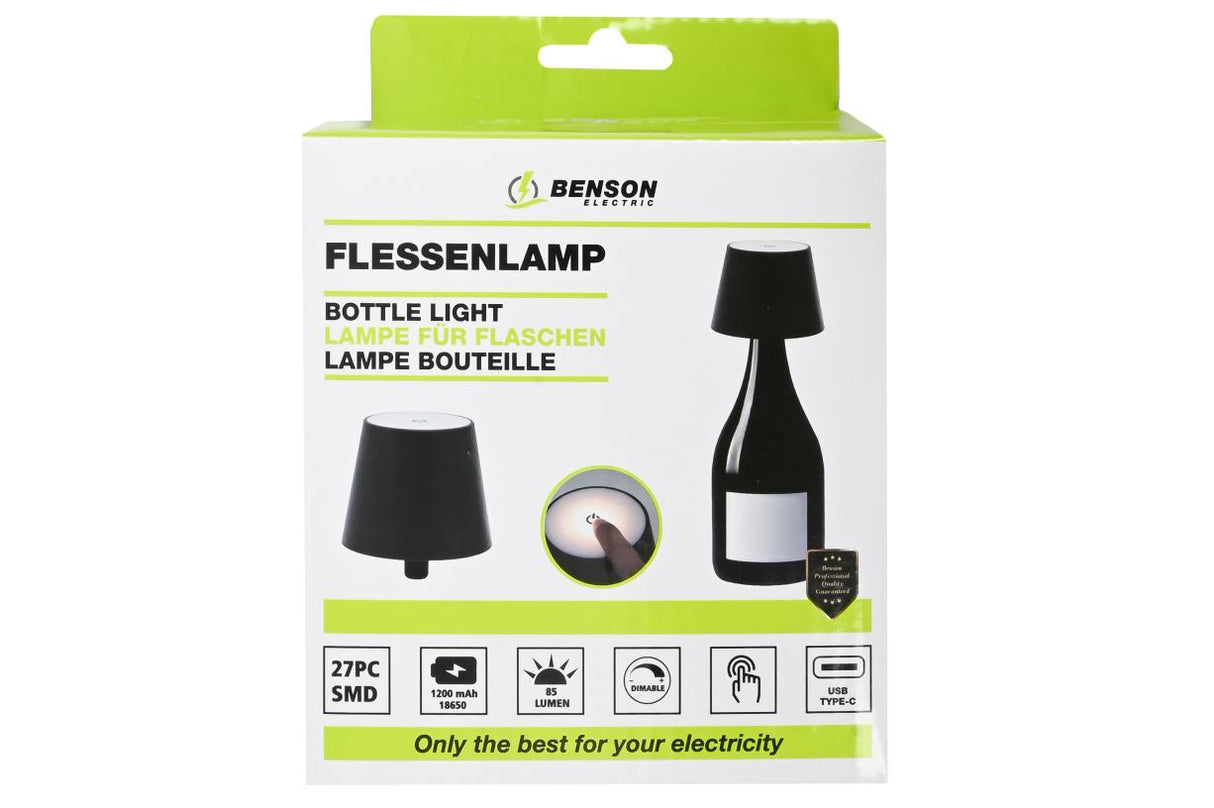 Flessenlamp zwart