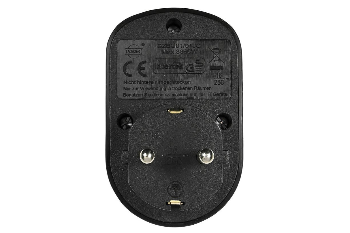 Socket with USB-A and USB-C charger black