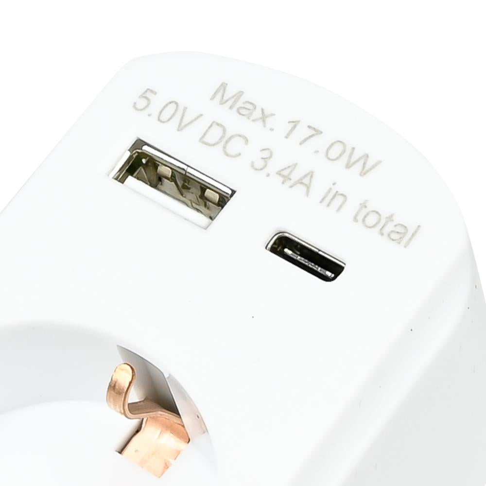 Prise avec USB-A et USB-C USB blanc