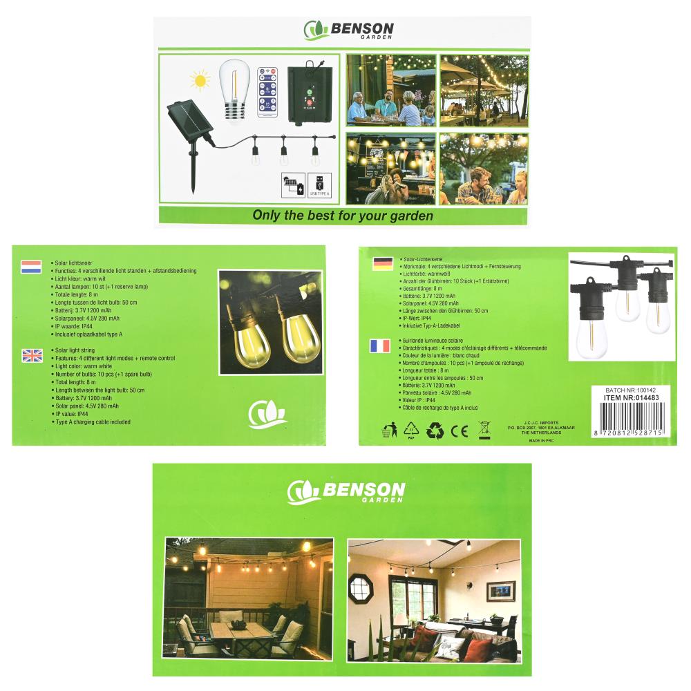 LED lichtsnoer 8 mtr solar IP44 10 dlg