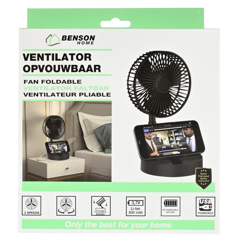 Ventilator faltbar und wiederaufladbar schwarz
