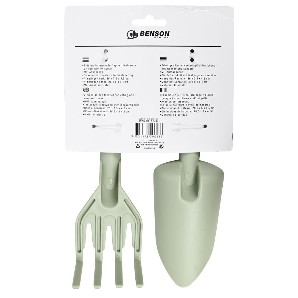 Tuingereedschap set 2 dlg kunststof groen