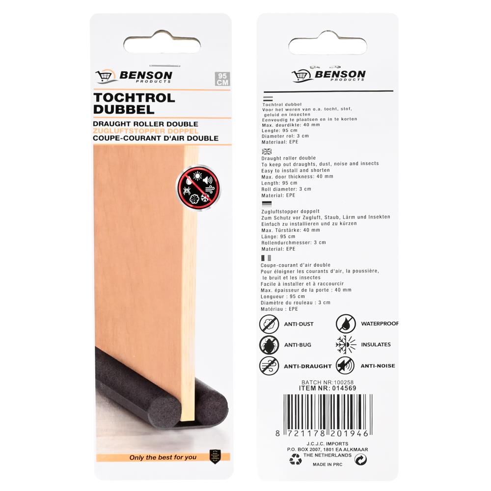 Tochtrol dubbel 95 cm grijs