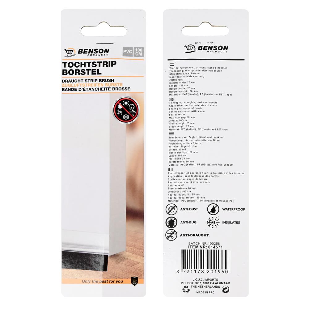Tochtstrip borstel 100 cm PVC transparant