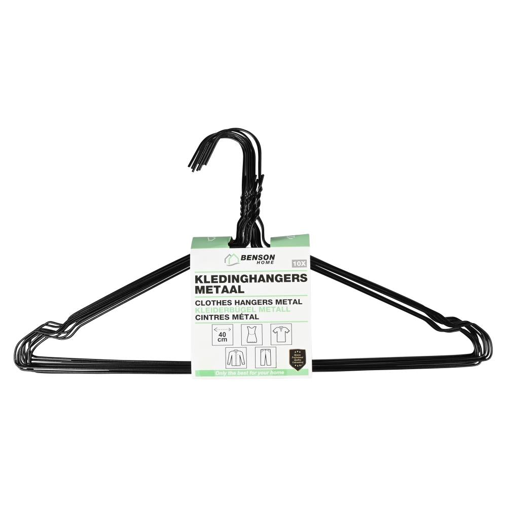 Clothes hangers metal 10 pcs black