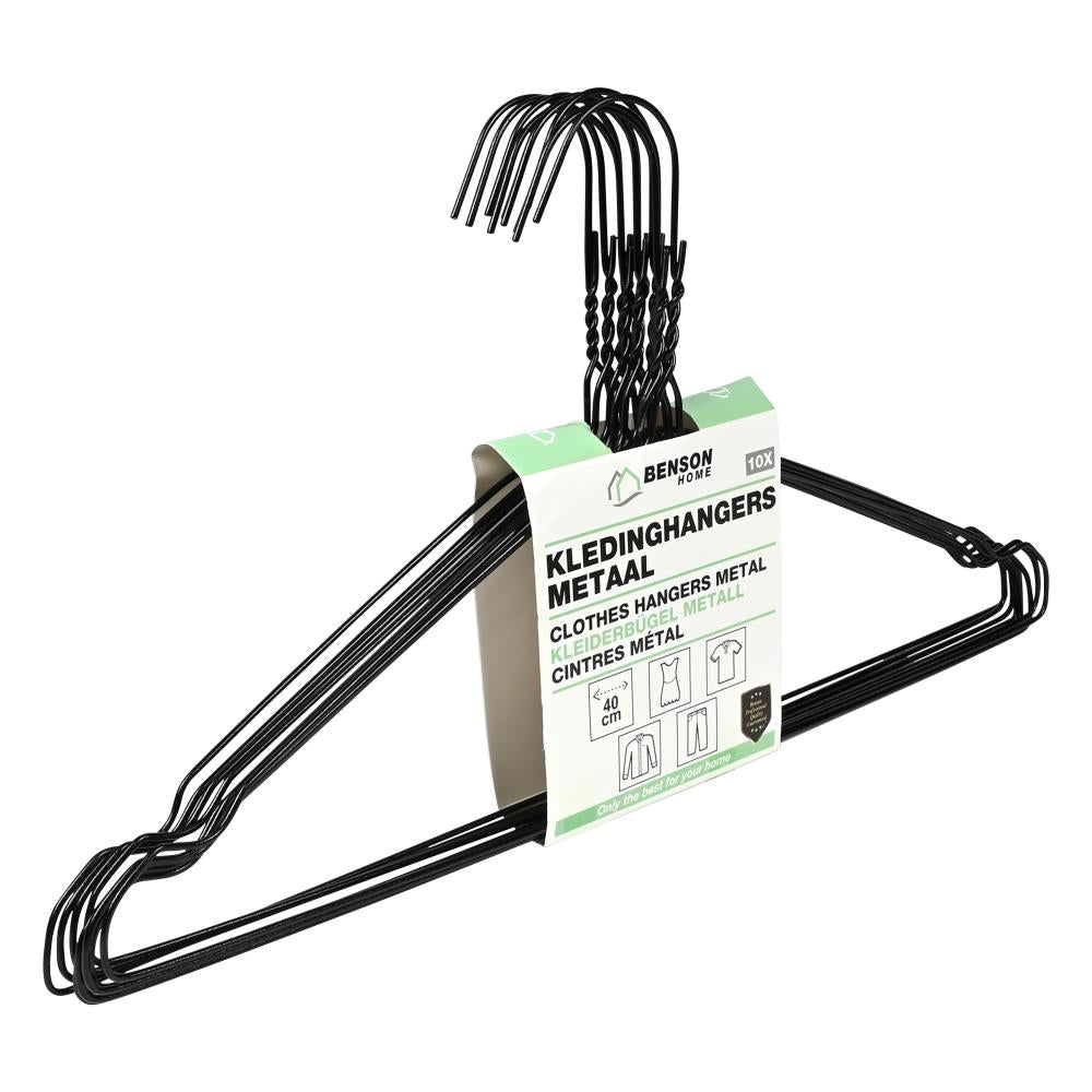 Clothes hangers metal 10 pcs black