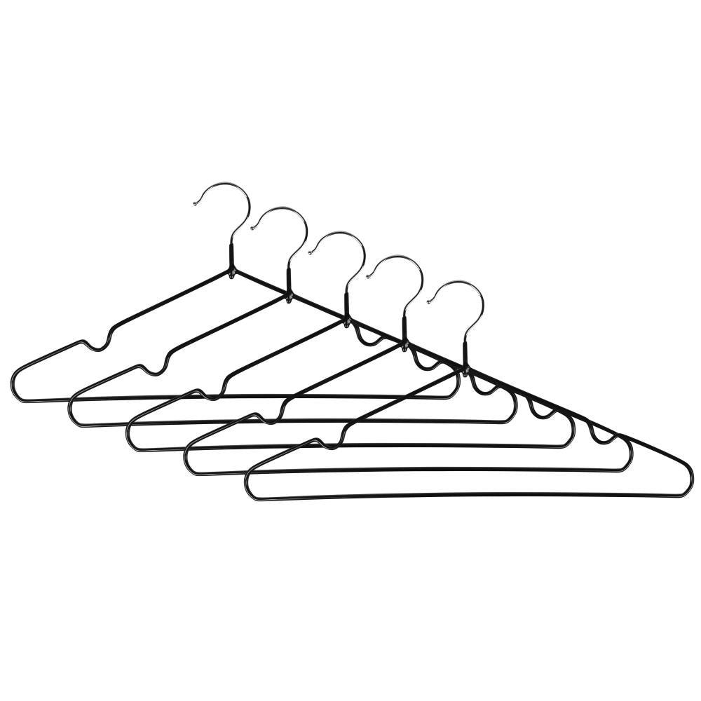 Clothes hangers metal with anti-slip coating 5 pcs black