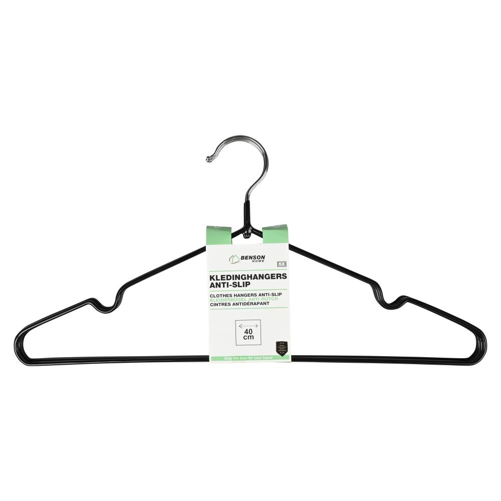 Clothes hangers metal with anti-slip coating 5 pcs black
