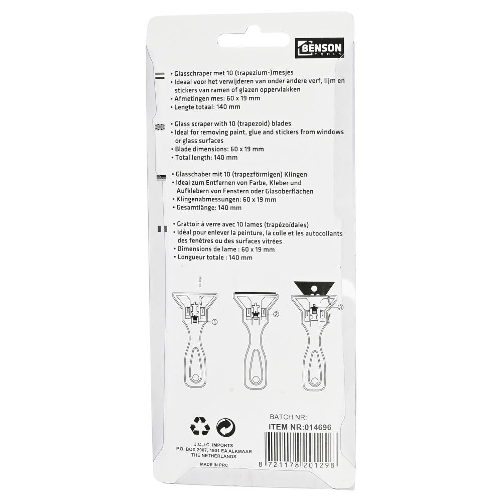Grattoir à vitres + 10 lames réserve