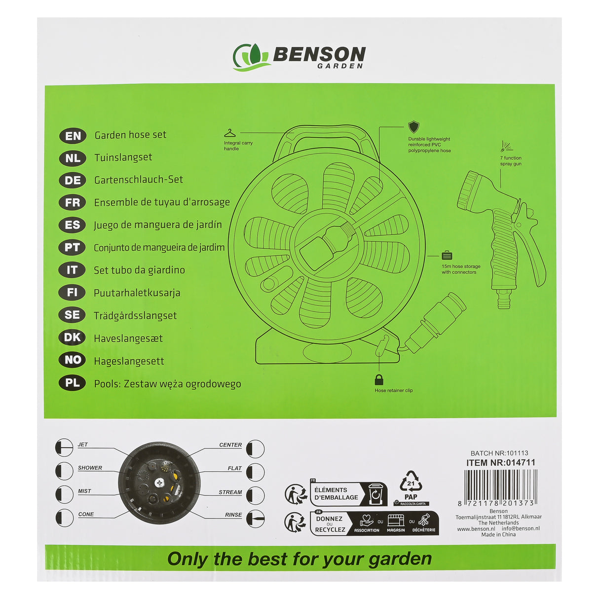 Tuinslangset 15 m op haspel compact