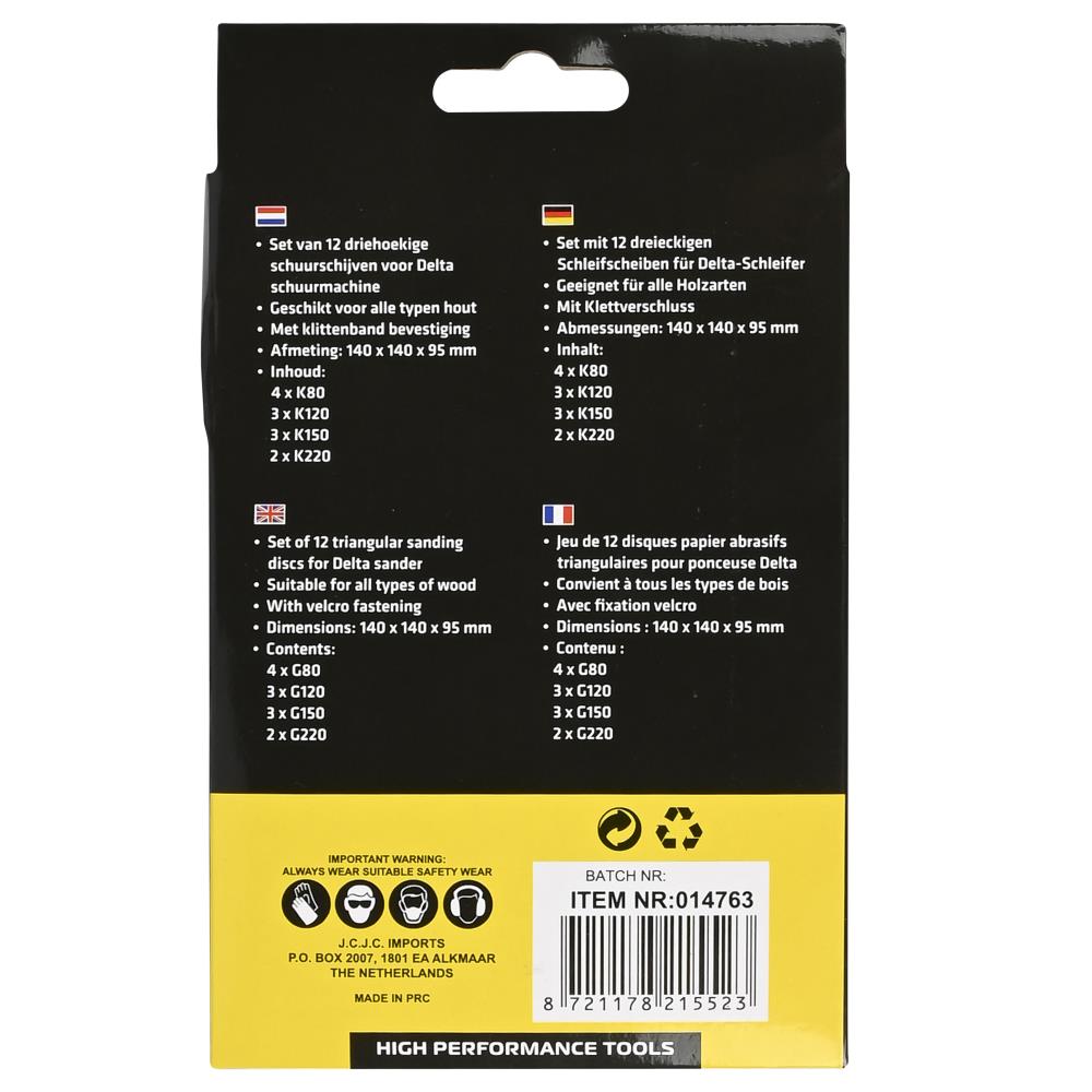 Sanding discs 140 x 140 x 95 mm 12 pcs triangle
