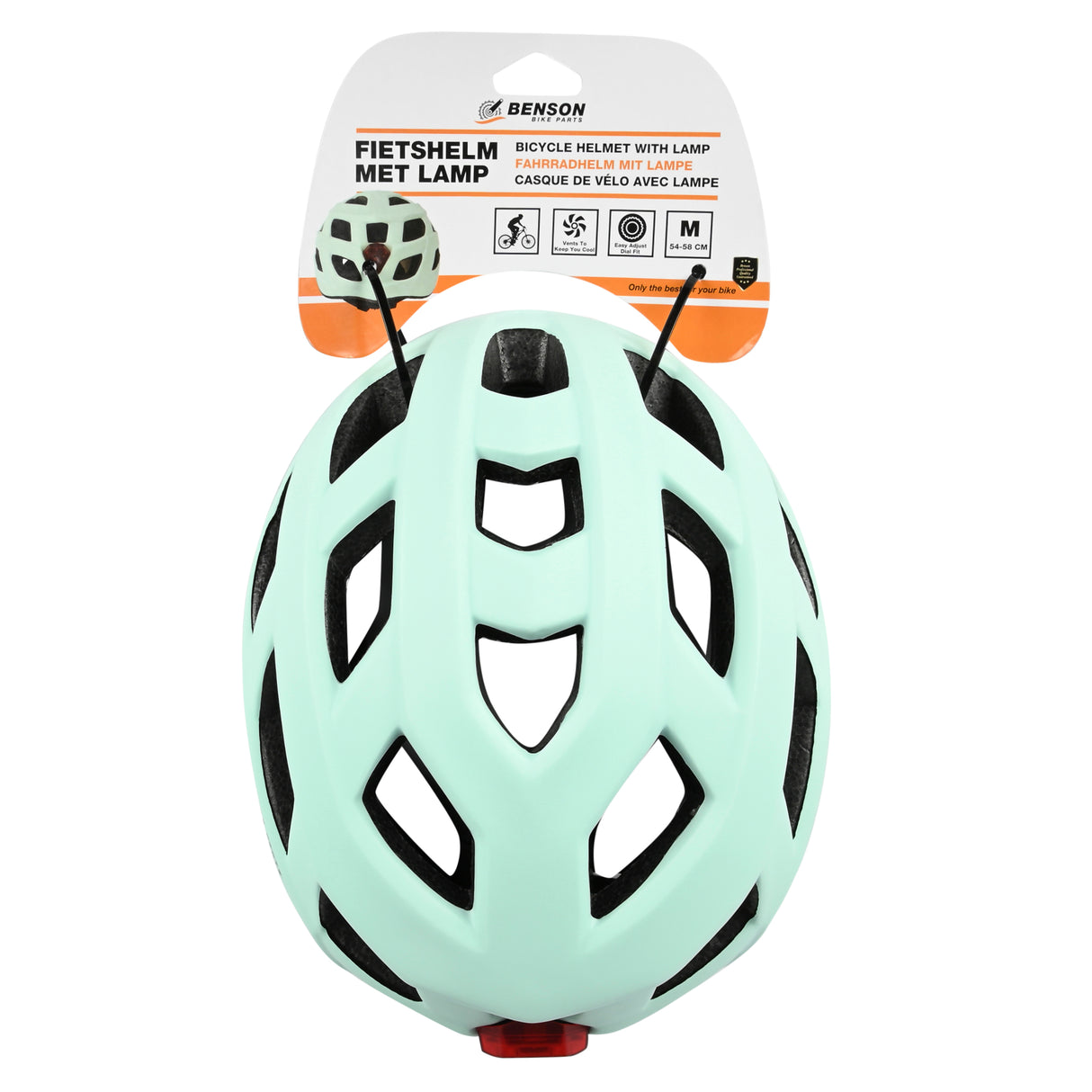 Fietshelm volwassenen met verlichting mint groen M