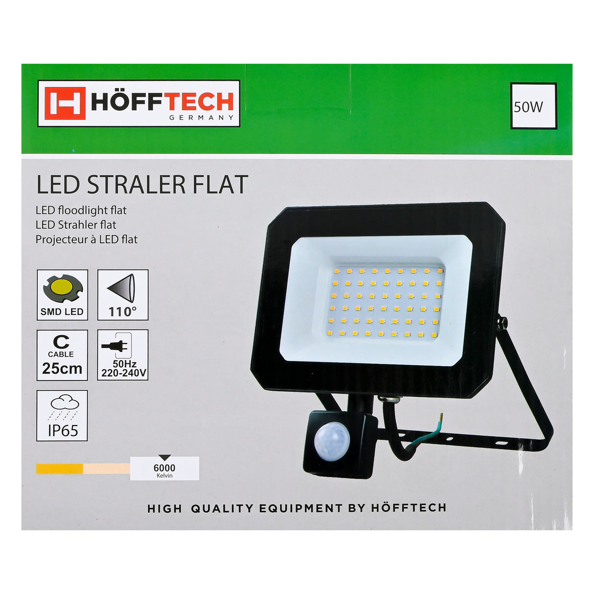 LED spotlight flat 50W SMD + sensor