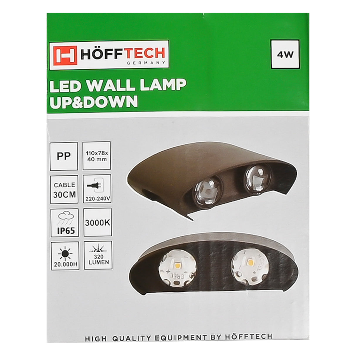 LED Wall lamp half-round up&down light 2 lamps IP65
