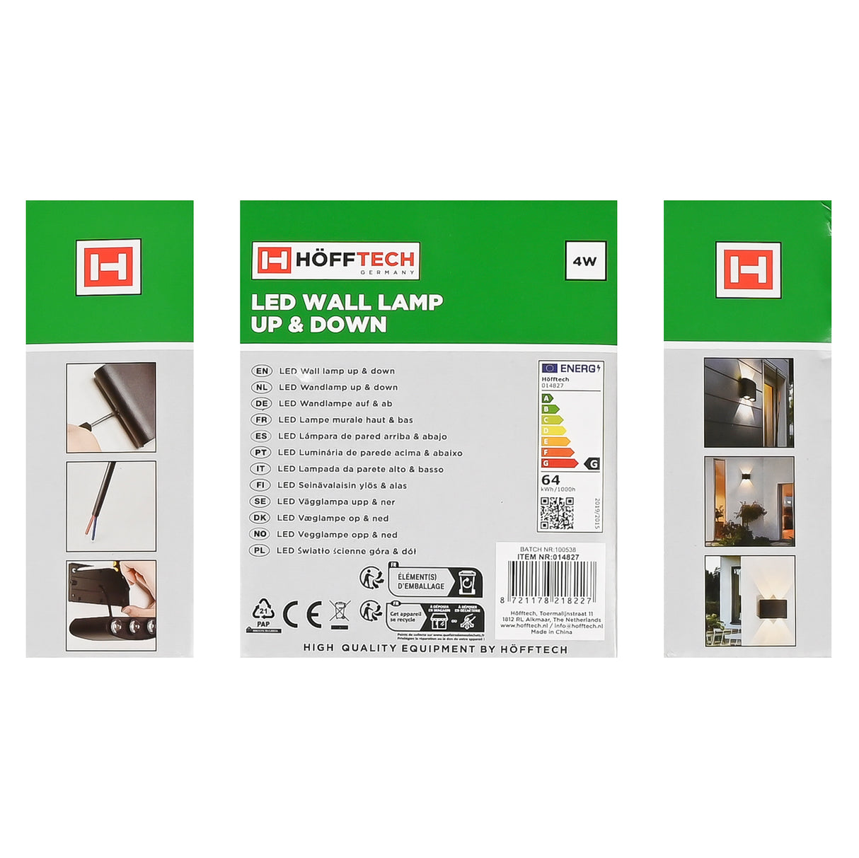 LED Wall lamp half-round up&down light 2 lamps IP65