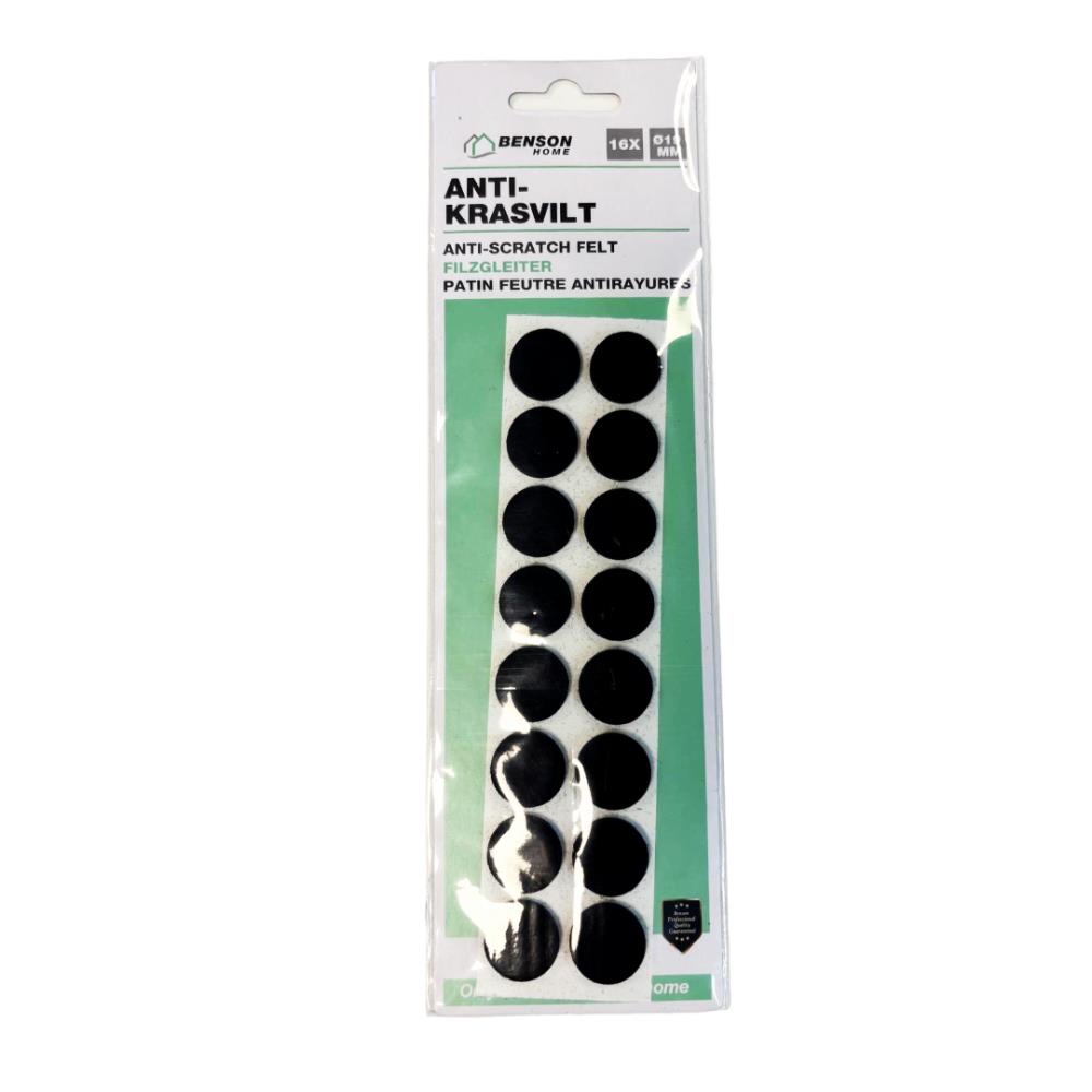 Anti-scratch felt ø19 mm 16 pcs black