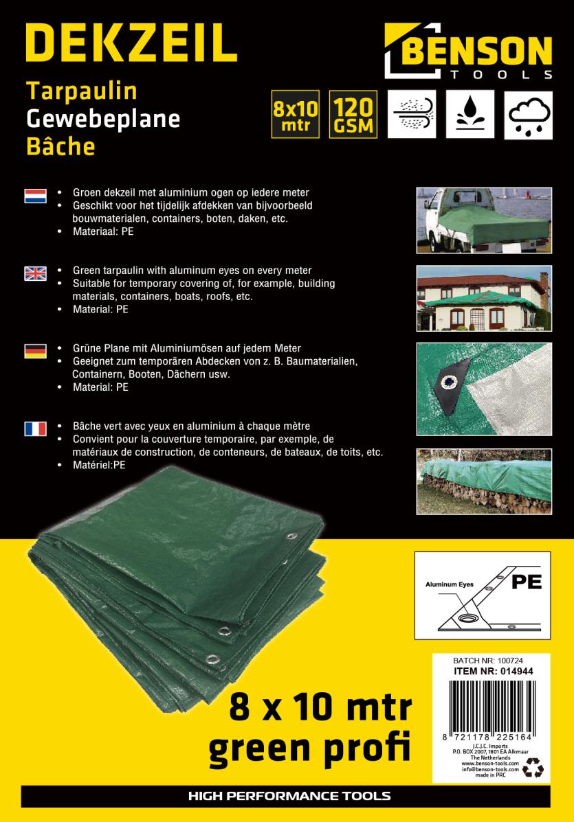Bâche 8 x 10 m vert profi