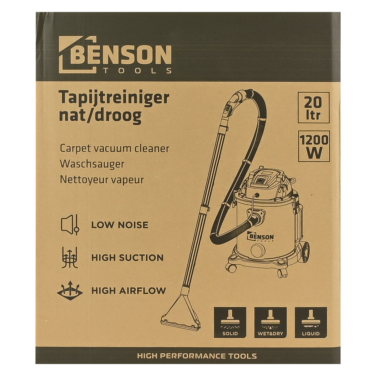 Tapijtreiniger nat/droog 20 ltr 1200W