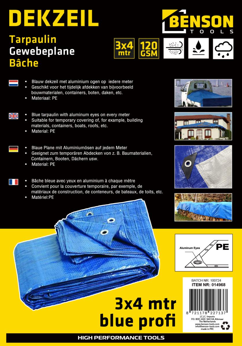 Gewebeplane 3 x 4 m blau profi