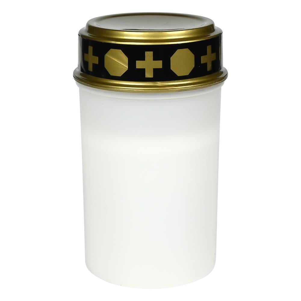 Bougie funéraire sur batterie blanc