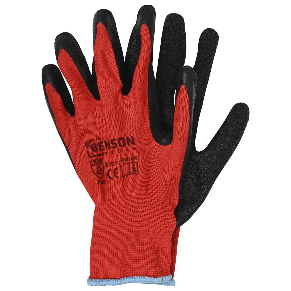 Working gloves latex crinkle red black size 11