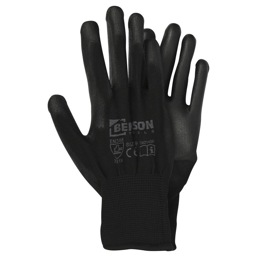 Working gloves PU palm black size 9