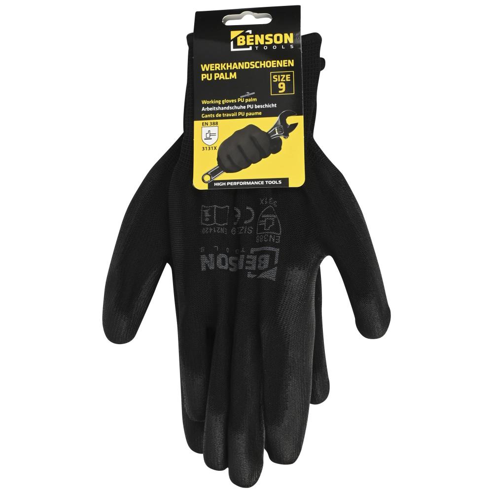 Working gloves PU palm black size 9