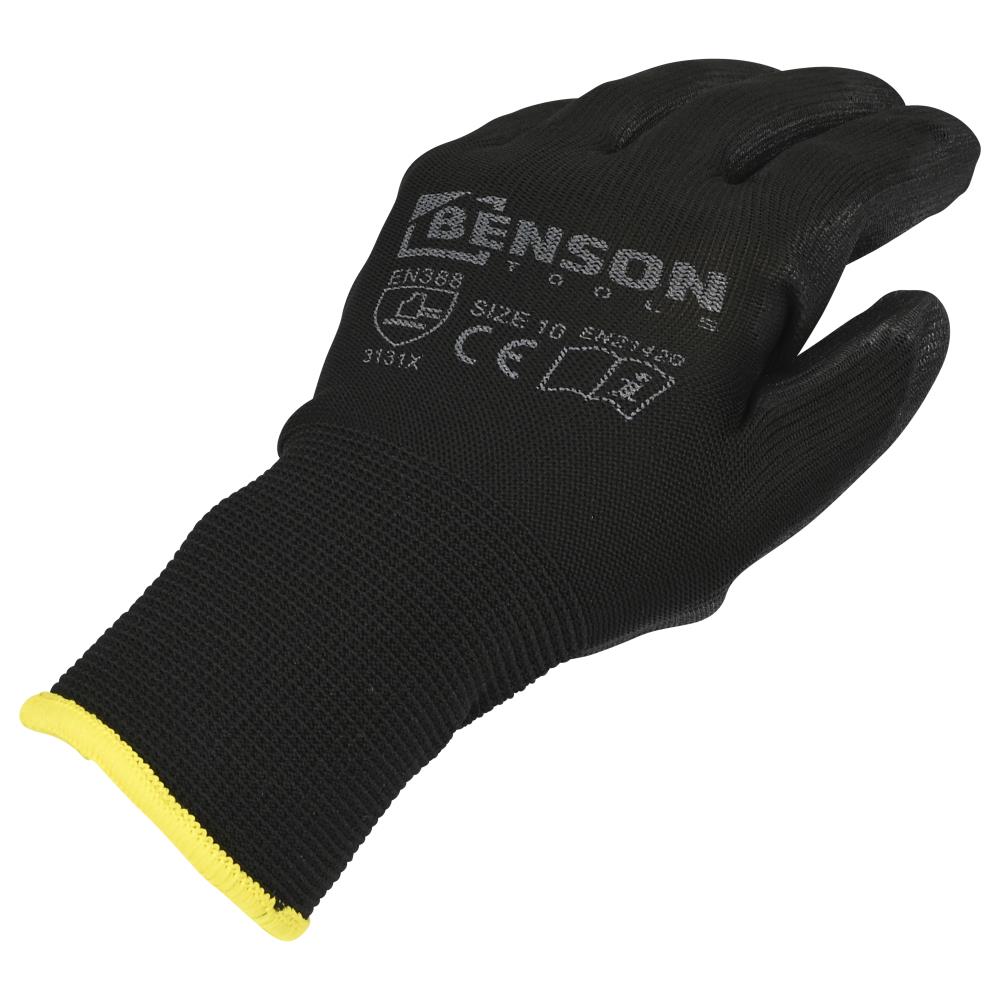 Gants de travail PU paume noir taille 10