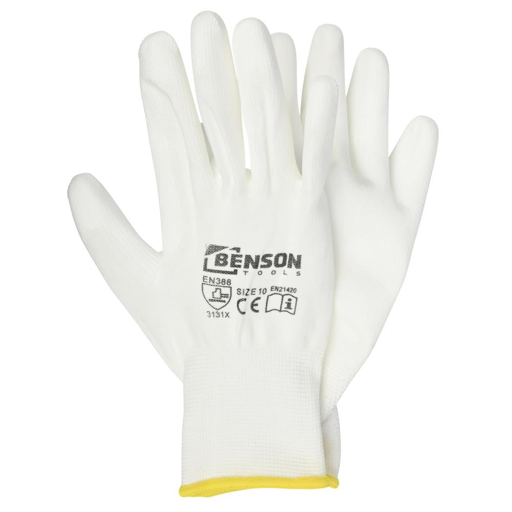Werkhandschoenen PU palm wit maat 10