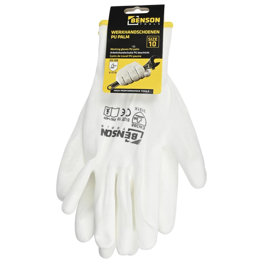 Werkhandschoenen PU palm wit maat 10