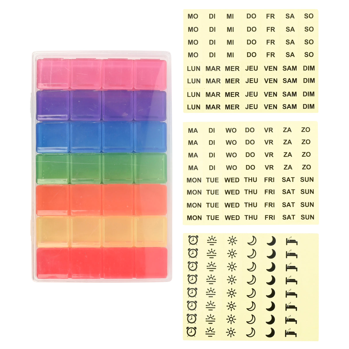 Pill box 7 days, 4 removable compartments