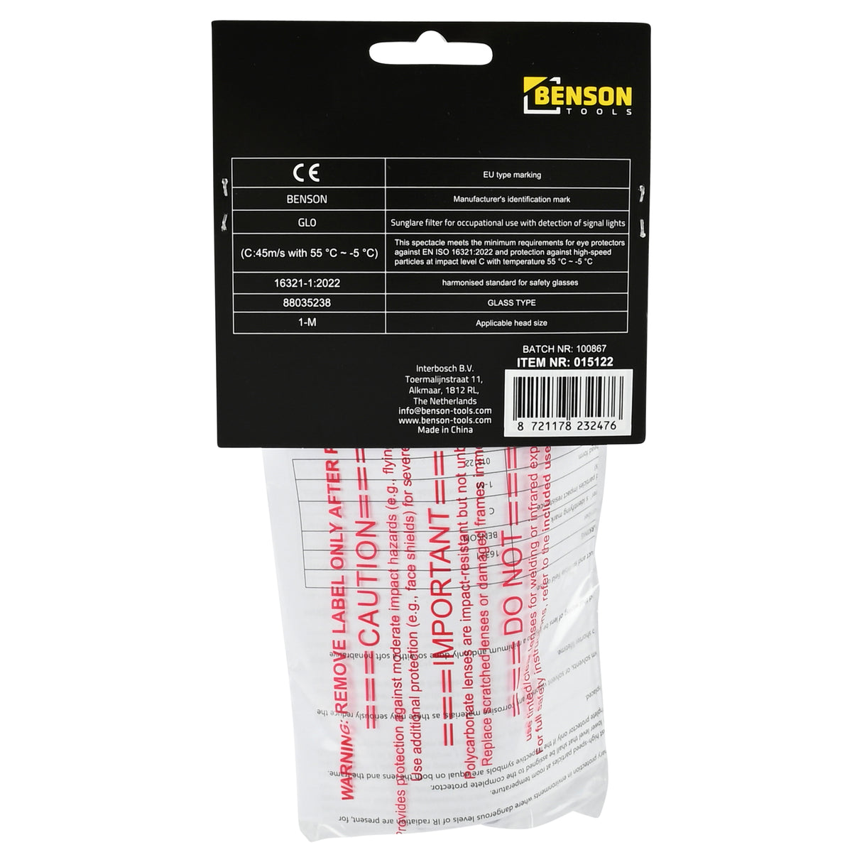 Veiligheidsbril transparant frame